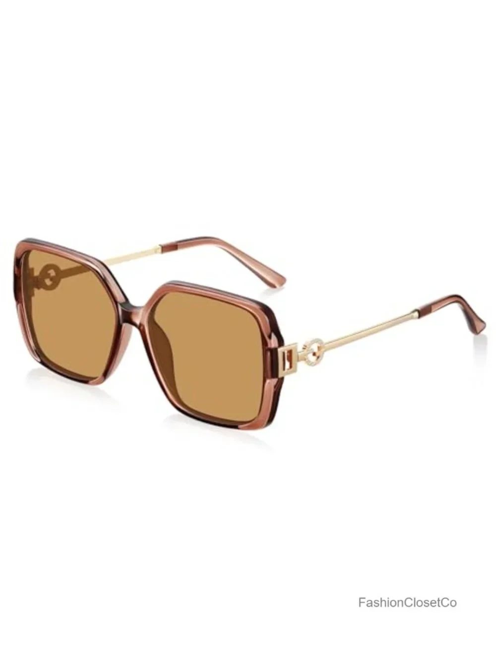 Oversized Retro Square Sunglasses for Women UV Protection Metal Temple